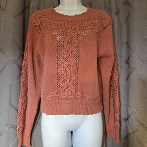 Ninon DeLenclos Mauve Knit Floral Sweater M